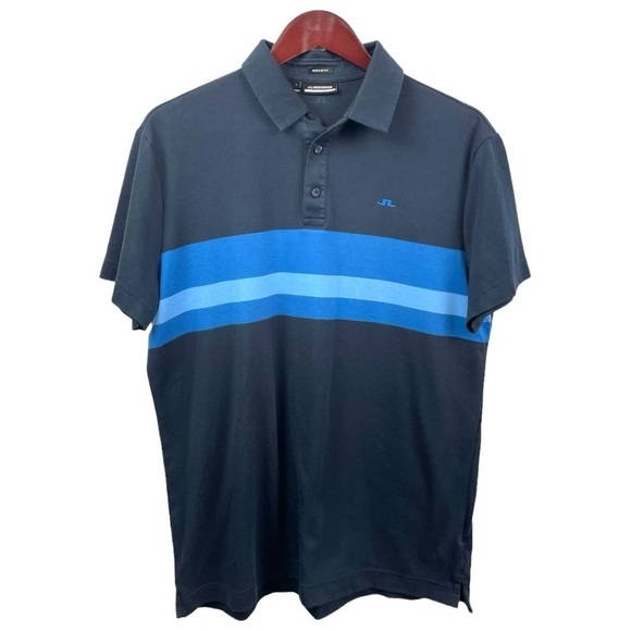 J.Lindberg Blue Matt Regular Fit Short Sleeve Pique Polo Shirt Size L - Picture 2 of 7